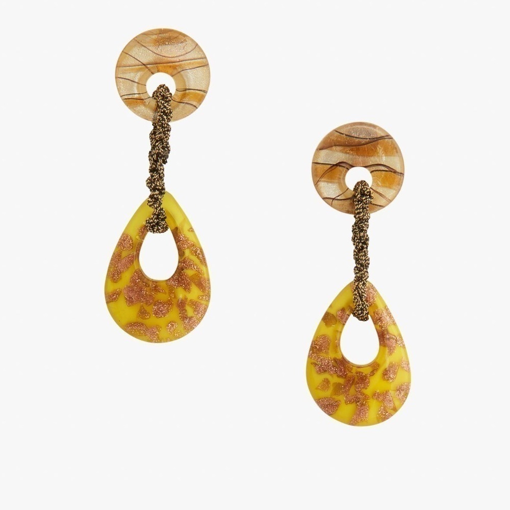 NWT. Zara Limited Edition Yellow Glass Drop Earrings.